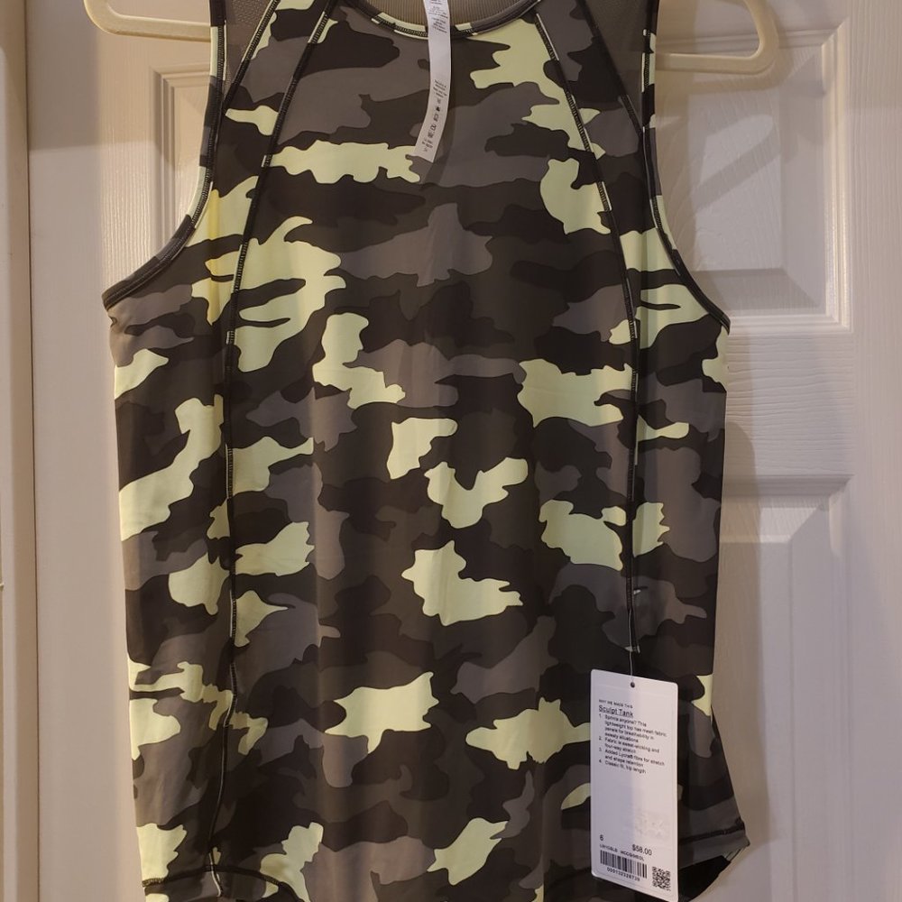 Lululemon sculpt tank Heritage 365 Camo Crispin Green Multi / Medium Olive - Picture 4 of 4